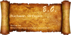 Buchman Orfeusz névjegykártya